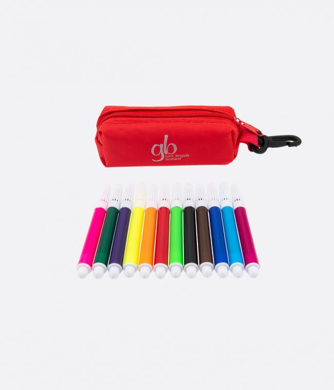 mini felt tip pens and case red